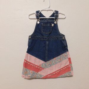 Gymboree Western Prairie Jean Denim Jumper overall dress size 4 vintage 2001 y2k